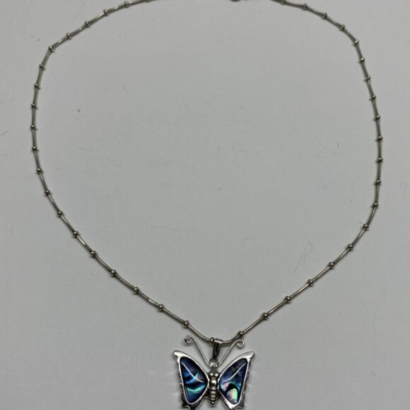 Stainless Steel Blue Butterfly Necklace - Picture 2 of 4